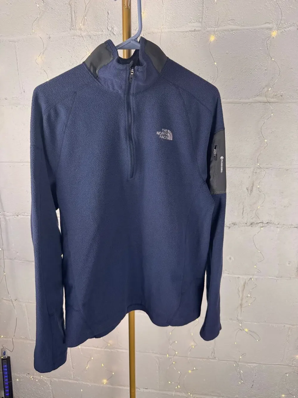 the north face men’s m flashdry fleece 1/4 zip pullover navy blue
